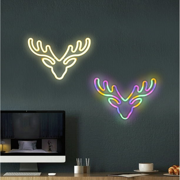 Luces de Neón Navideñas, Luces de Neón Led para Decoración de Paredes, Luces de Pared Decorativas con Forma Navideña Alimentadas Por Batería o Usb.