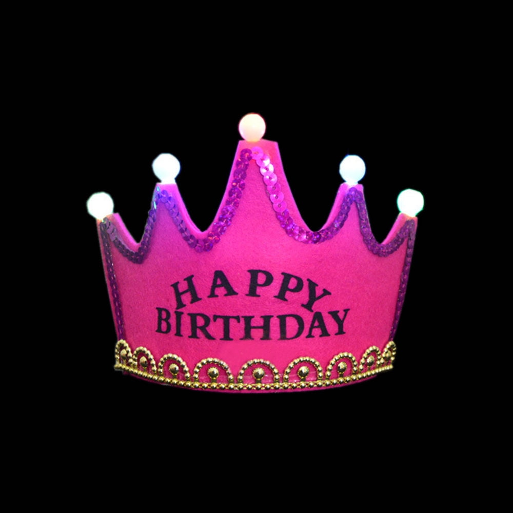Spring hue Children's Birthday Lovely LED Crown Hat Princess King Happy