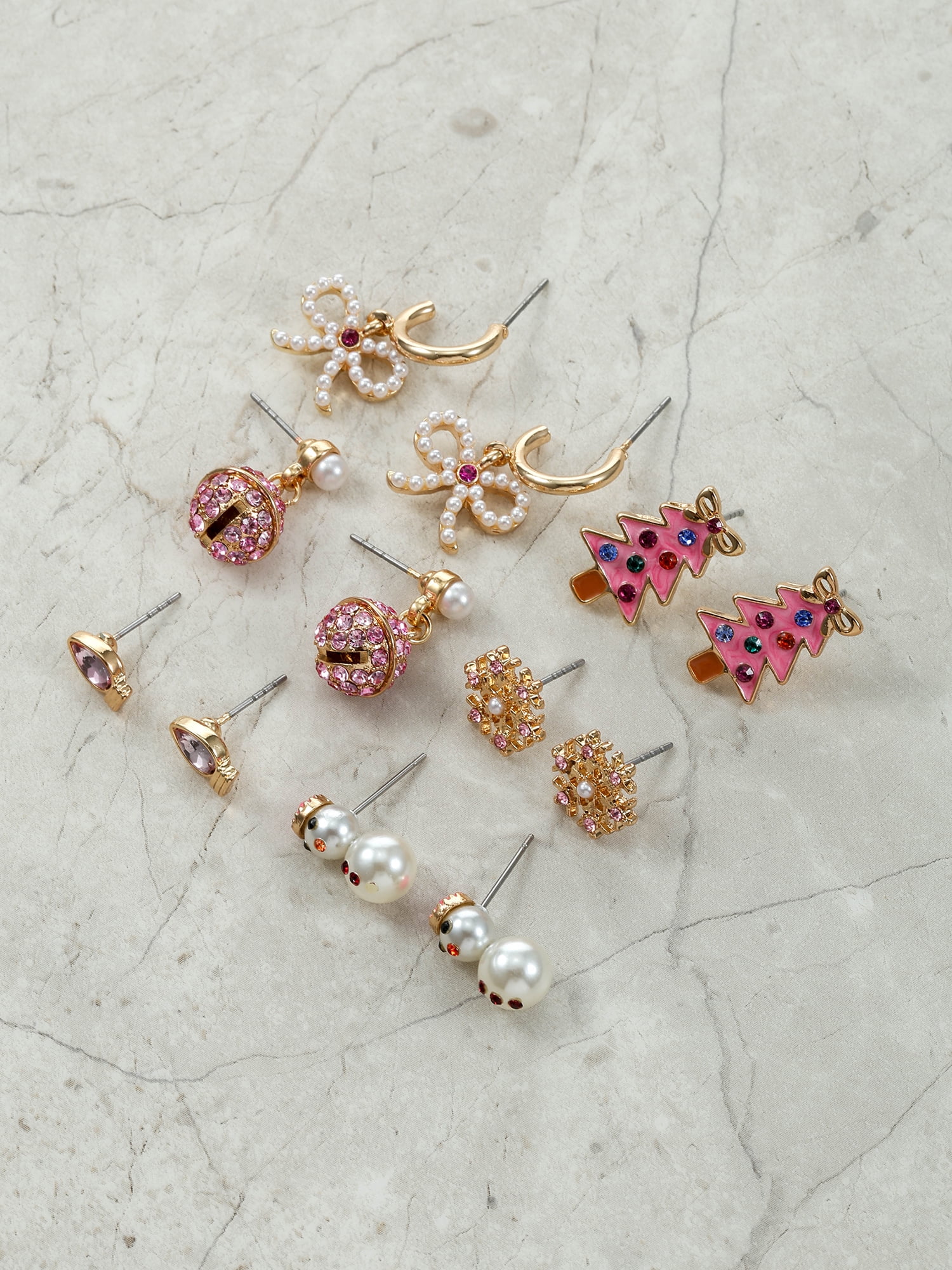 Packed Party Pink Christmas Earring Set