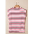 thumbnail image 6 of Chic Red Stripe Textured Knit Short Sleeve Tee for Women – Ideal for Daily Wear, L, 6 of 11