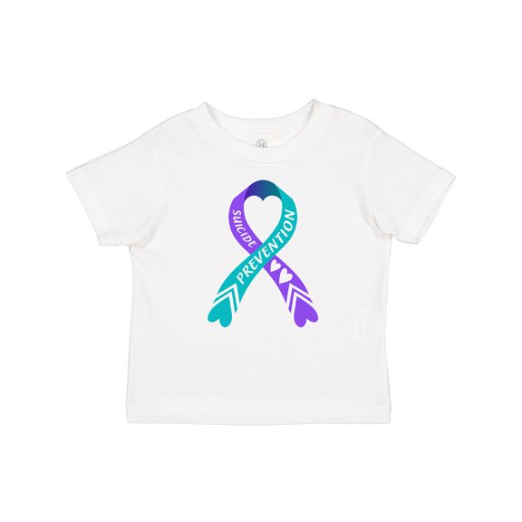 Inktastic Suicide Prevention Blue and Purple Ribbon with Hearts Boys or Girls Baby T-Shirt