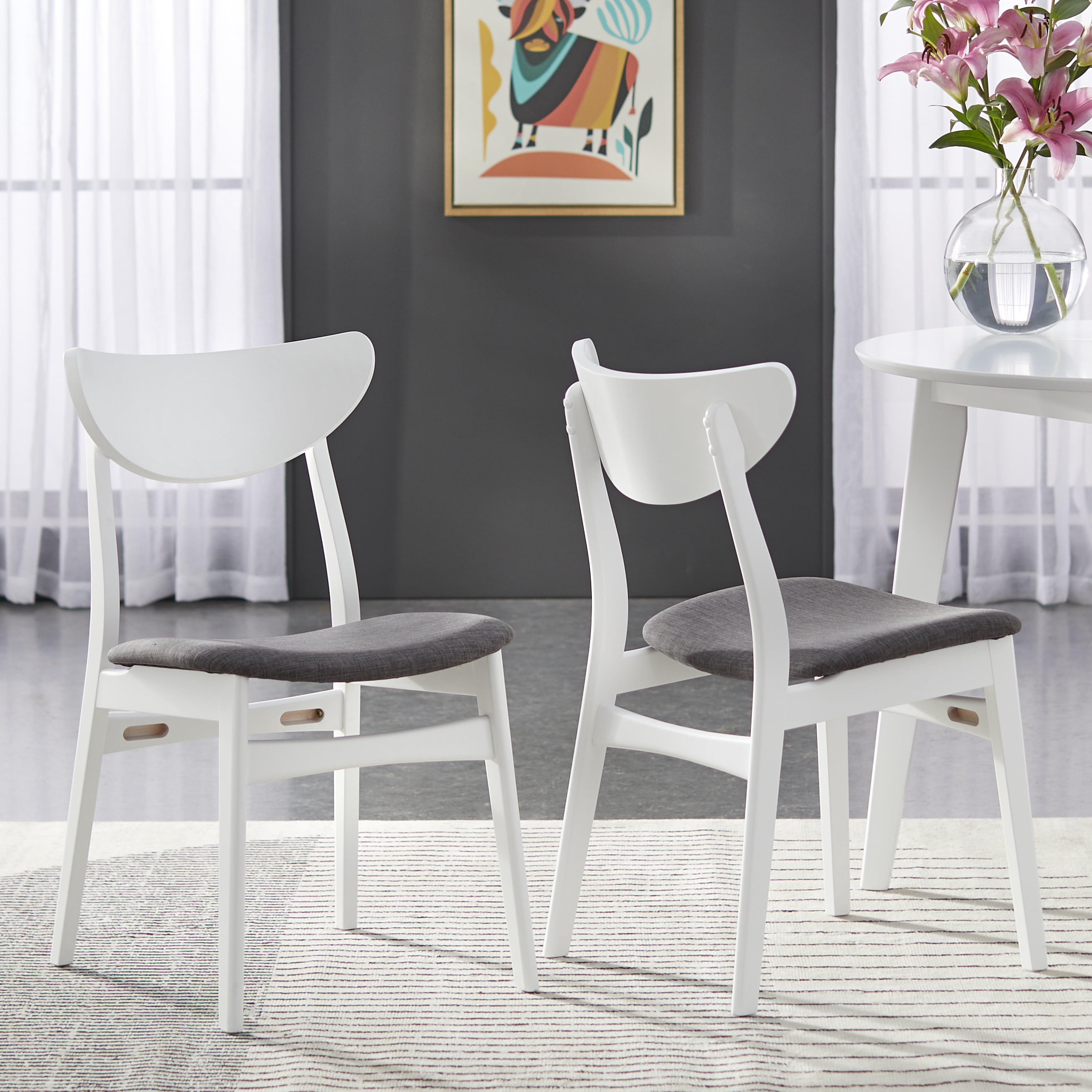 TMS Dafina Indoor Dining Chairs, Set of 2, White/Gray