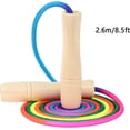 thumbnail image 2 of Cuerda de saltar de algodón para niños (Colores Arcoíris), 2.6m ajustable con mangos de madera ergonómicos, cuerda suave y segura para ejercicio al aire libre y fitness infantil, 2 of 4