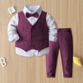 thumbnail image 2 of JAKANYQ Toddler Boys Outfit Tuxedo Gentleman Outfits Formal Dress Shirt+Vest+Pants Baby Suit Sets Stylish Suits, Purple, 5-7 Years, 2 of 9