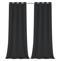 Regal Home Collections 100% Blackout Thermal Hotel Grommet Top Kitchen & Small Window Curtain Panel Pair - Black, 45 in. Long