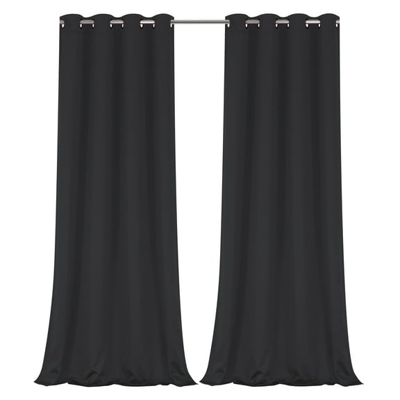 Regal Home Collections 100% Blackout Thermal Hotel Grommet Top Curtain Panel Pair - Black, 84 in. Long