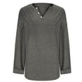 thumbnail image 6 of Diufon Women's Oversized Tops Soft Cotton Long Sleeve Button V Neck Loose Pullover Shirts Casual Basic Blouses, 6 of 6