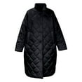 thumbnail image 4 of ZHOUCHANKIDS Elegant Long Quilted With High Gloss Finish And Notched Collar For Women Winter Fashion Outerwear Cozy Layering Black L, 4 of 4