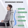 thumbnail image 3 of Homall Ergonomic Office Chair with Footrest, High Back Mesh Computer Desk Chair with Adjustable Headrest, Armrest & Back Support, Gray, 3 of 7