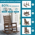thumbnail image 5 of SERWALL Oversized Outdoor Rocking Chair with Footrest for Adults, HDPE All Weather Patio Rocker for Porch, Garden, Lawn, Brown, 5 of 13