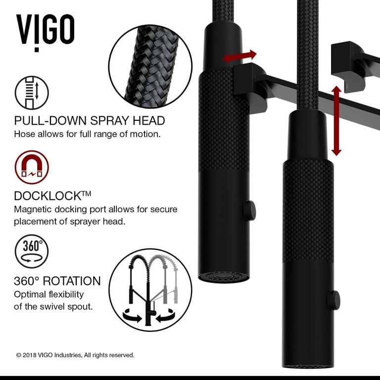 VIGO Livingston Single Handle Pull-Down Sprayer Kitchen Faucet Set 
