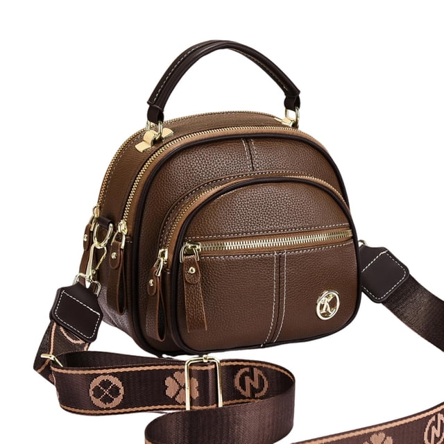 Coefficienta Classic Leather Shoulder Bag Multifunctional Adjustable Strap Wide Compartments for Women Hands Convenience