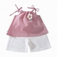 thumbnail image 3 of kpoplk Toddler Girl Clothes Summer Baby Girl Cute Sleeveless Tank Tops with Bow and Ruffled Shorts 2Pcs Outfits Set Size 5-6 Years,Pink, 3 of 9