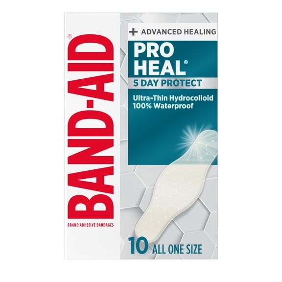 BAND-AID Brand Pro Heal Hydrocolloid Bandages, Waterproof, 10 Count