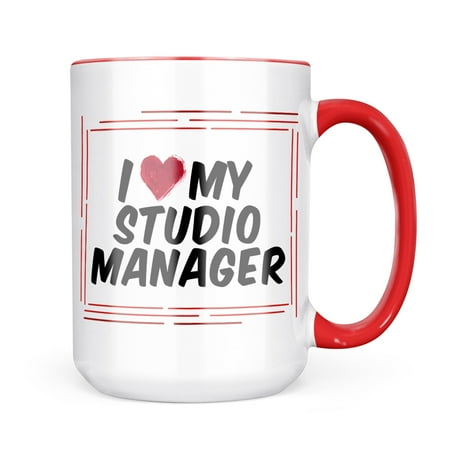 

Neonblond I heart love my Studio Manager Mug gift for Coffee Tea lovers