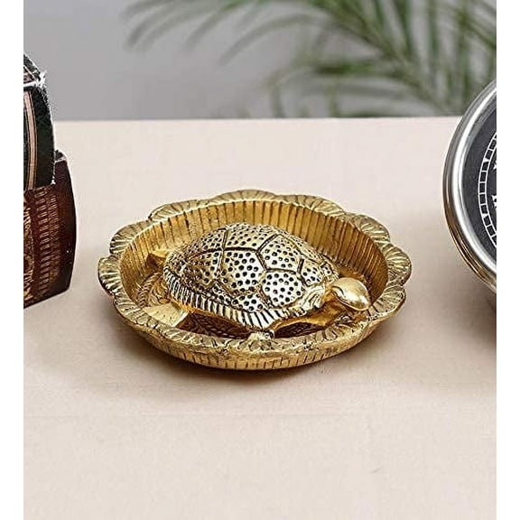 Tortoise Plate for Vastu Feng Sui kachua Yantra for Good Luck,Metal Feng Shui Tortoise On Plate Showpiece for Good Luck Turtle Vastu Gift for Career and Luck Home Decoration