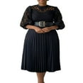 thumbnail image 1 of Robe Ceinturée à la Mode avec Dentelle Crochet et Ourlet Plissé pour Femmes, 1 of 9