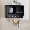thumbnail image 2 of Sunjoy Black Hanging Storage Wall Shelf with Hooks, 2 of 9