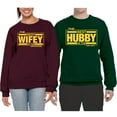 thumbnail image 2 of Wild Bobby, The Best Hubby in the Galaxy The Best Wifey in the Universe, Matching Couples Crewneck Sweater, Maroon Forest Green, Mens XL-Womens XL, 2 of 3