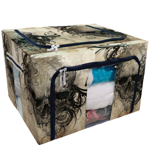 ECZJNT Sketch of tattoo art handmade Storage Bag Clear Window Storage Bins Boxes Large Capacity Foldable Stackable Organizer With Steel Metal Frame For Bedding,Clothes,Closets, Bedrooms