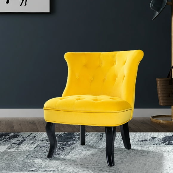 14 Karat Home Jane Upholstered Tufted Accent Chair in Yellow