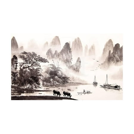 Chinese Landscape Watercolor Painting Print Wall Art By baoyan