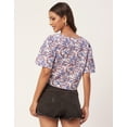 thumbnail image 3 of Moomaya Women's Printed Summer Top, V-Neck Button Down Short Sleeves Cotton Top, 3 of 8