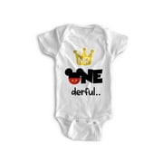 First Birthday Outfit 1st Baby Boy Bodysuit-Mouse Onederful (18M - Short Sleeve)