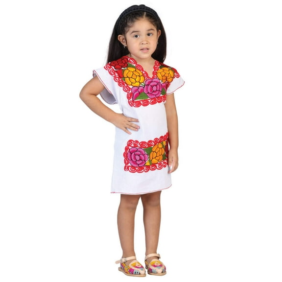 Mexican Girl's Dress 50% Cotton, 50% Polyester White 601662