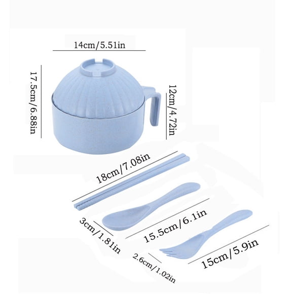 Yatlte Microwave Ramen Bow Set with Chopsticks Spoon Fork, Ramen Noodle Bowl for College Dorm Apartment Office