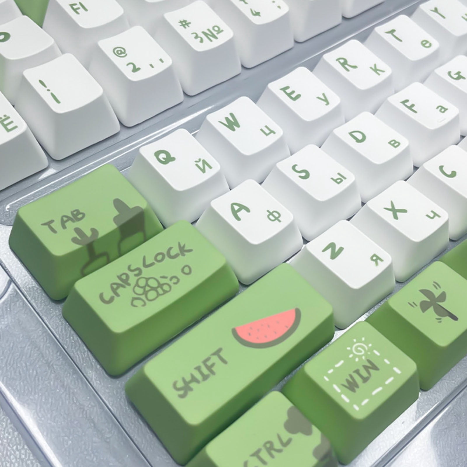 Frogs Pattern Russian Keycaps for Switches Mechanical Keyboard ,OEM Height for Typists and Gamers