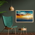 thumbnail image 2 of Sunset Wall Art with Frame, Long Exposure Horizon Panorama over Ocean Dramatic Sky Dusk Serene Image, Printed Fabric Poster for Bathroom Living Room, 35" x 23", Yellow Blue, by Ambesonne, 2 of 2