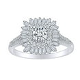 Baguette & Round White Natural Diamond Double Cushion Frame Engagement