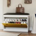 thumbnail image 3 of Studyset 31.5'' Shoe Bench with Storage, Slim Shoe Organizer Bench with Flip Drawer and Seat Cushion, Modern Entryway Shoe Cabinet, Ottoman for Hallway, Bedroom, Living Room, 3 of 8