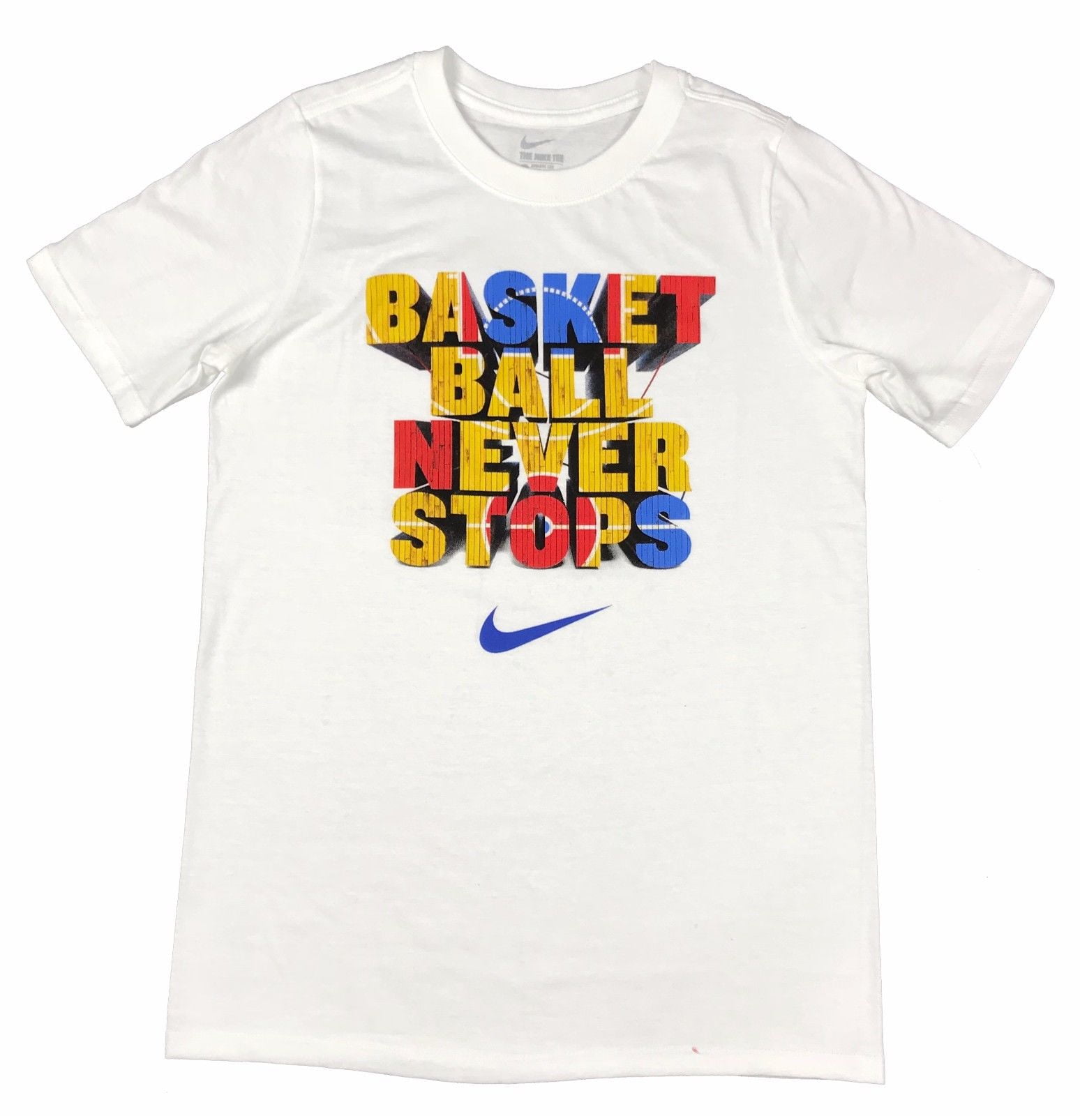 Nike - Nike Boys Basketball Never Stops Swoosh Graphic Cotton Shirt Red ...