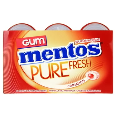 Mentos Pure Fresh Sugar-Free Chewing Gum, Cinnamon, 50 Regular Size Pieces (6 Pack, 300 Total Pieces)