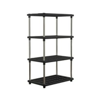 HengDidi 4-Tier Open Grid Storage Shelving Unit for Pantry Kitchen Closet Home Organization Easy Stackable Assembly Compact Design