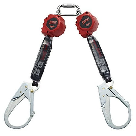 Self Retracting Web - 3M Protecta 3100414 Self Retracting Lifeline Rebel 6' (18M) Web Twin, Steel Rebar and Carabiner, Black/Red