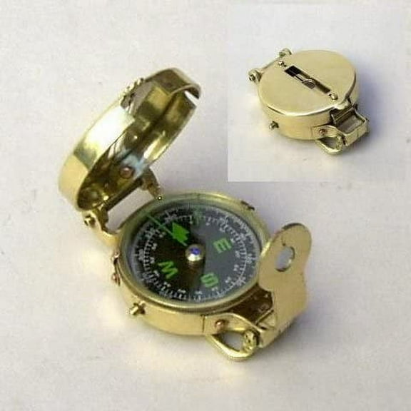 Brass Military or Explorer's Compass with Hinged Lid