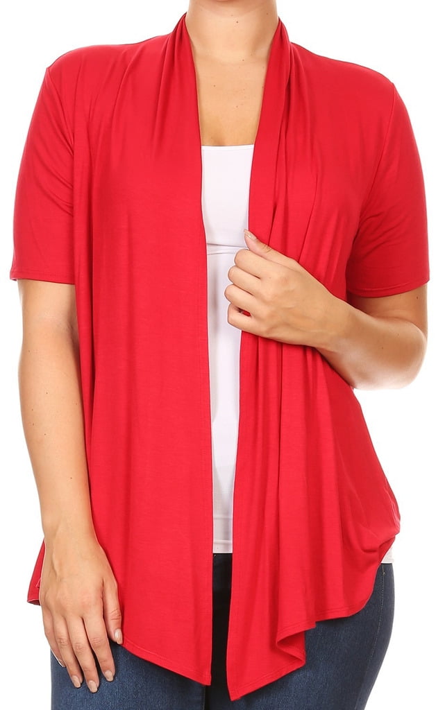 BNY Corner Women Plus Size Short Sleeve Cardigan Open Front Casual