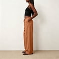 thumbnail image 5 of Sewkxo Womens Linen Palazzo Pants Drawstring Elastic Waist Casual Wide Leg Trousers with Pockets,Saffron XL, 5 of 5