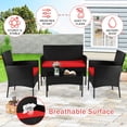 thumbnail image 5 of YRLLENSDAN Wicker Outdoor Furniture, Wicker Patio Furniture Set Front Porch Furniture Patio Conversation Sets 4 Piece Patio Furniture Set for Backyard Balcony Porch Garden, Red, 5 of 7