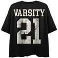 thumbnail image 3 of Varsity 21 Women's Black Crew Neck Short Sleeve Crop Top-XS, 3 of 7
