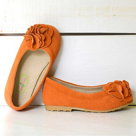 Boutique Rosette - Foxpaws Orange Boutique Suede Rosette Kate Shoes Little Girls 11-12