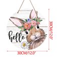 thumbnail image 3 of weibbin Wooden Easter Decoration Door Wreath for Front Door Sign Wall Signs Rabbit Spring Decoration, Flower Egg Welcome Hanging for Home Wall Decor Party Outdoor indoor Supply, 3 of 9