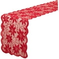thumbnail image 1 of Chemin de Table de Noël avec Feuilles Rouges en Dentelle Décoration de Table de Festival pour Fêtes et Rassemblements, 100 % Polyester, 13 X 72 Pouces, 1 of 4