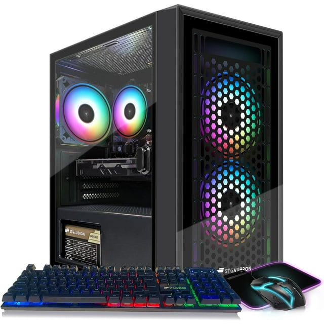 STGAubron Gaming Desktop PC, Radeon RX 560 4G GDDR5, Intel Core i5 3.2G up to 3.6G, 16G RAM, 512G SSD, 600M WiFi, BT 5.0, RGB Fan x 3, RGB Keyboard & Mouse & Mouse Pad, W10H64