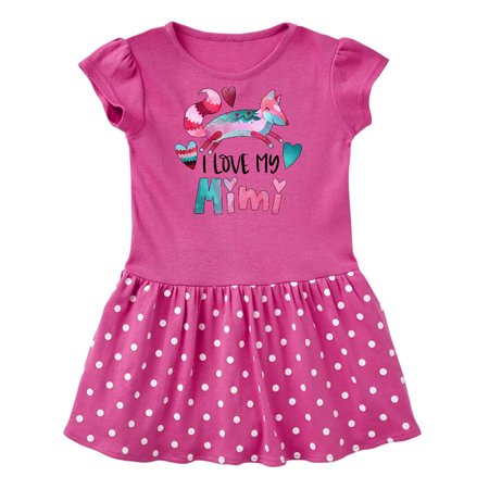 

Inktastic I Love My Mimi Pink and Blue Fox with Hearts Gift Baby Girl Dress
