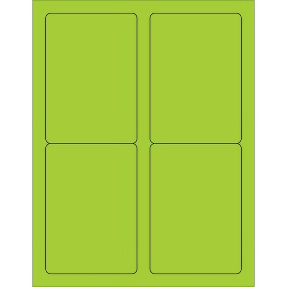 Box Partners Rectangle Laser Labels 3 1/2" x 5" Fluorescent Green 400/Case LL176GN