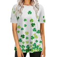 thumbnail image 2 of Pxiakgy Vente Chaude! T-Shirt Trèfle de la Saint-Patrick pour Femmes Chanceux Irlandais Manches Courtes T-Shirt Graphique Trèfle Mode Décontractée Col Rond Manches Courtes Imprimé Vert L, 2 of 6